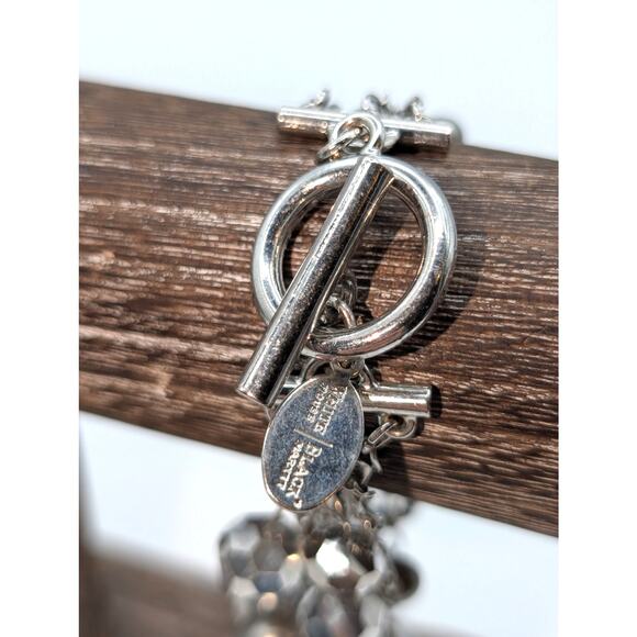 Lot of Eight Silver Tone Crystal Rhinestone Faux Pearl Beaded Bracelets - Picture 4 of 5